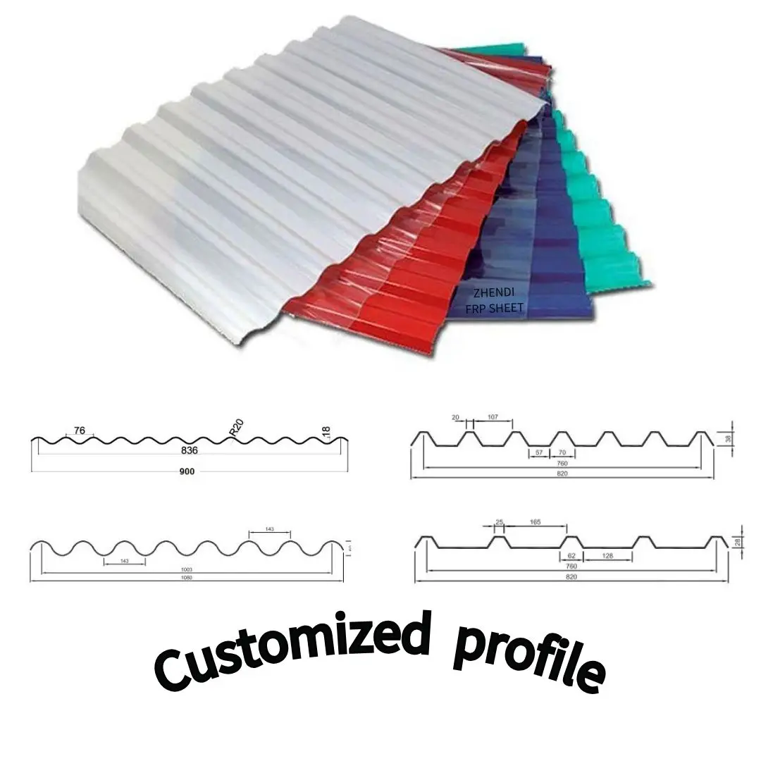 FRP Clear Corrugated Plastic Roofing Fiberglass Transparent Roof tile sheet