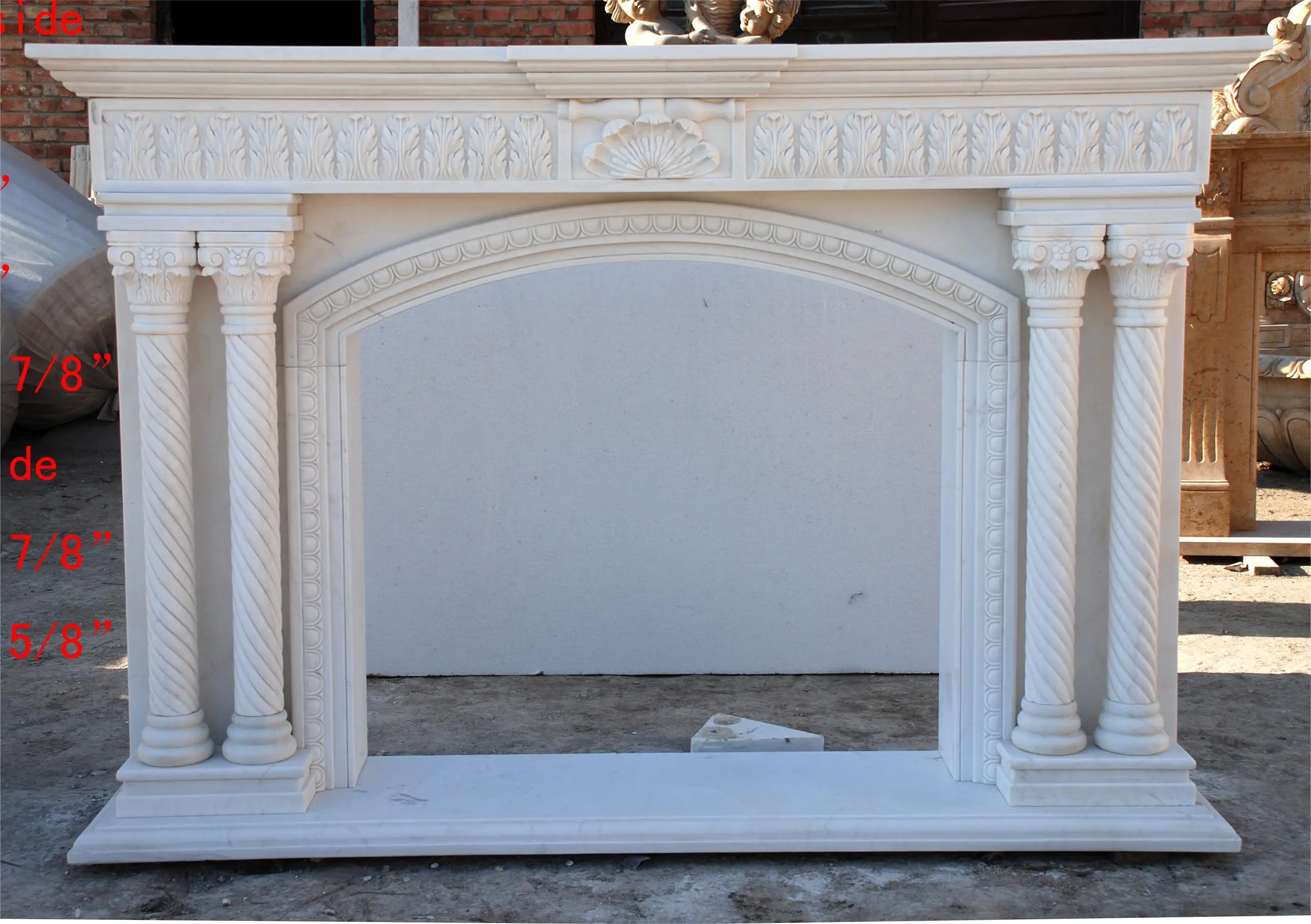 Pure White Simple Style Cylindrical Design Indoor Decoration Marble Fireplace