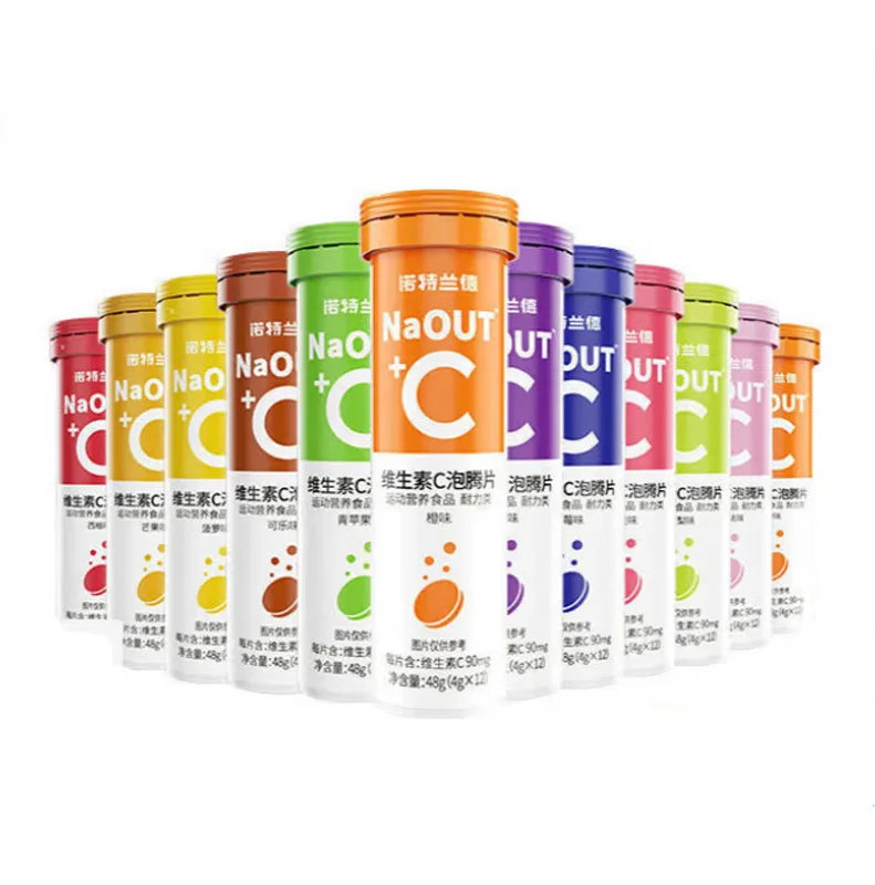 Wholesale fruit flavored vitamin C effervescent tablets 48g, solid beverage drinks for supplementing vitamins