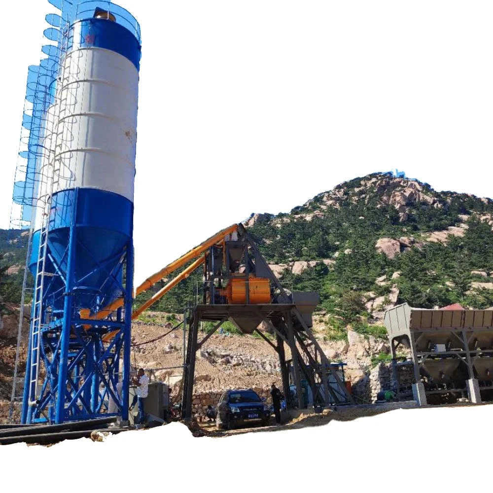 Бетоносмесительная установка HZS75, передвижная бетоносмесительная установка для мешков, цемента, поддержка ПЛК-контроля