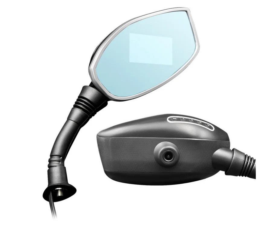 Motorcycle Mirrors With Camera 2.7inch Dual Lens Panoramic Rearview Mirror HD Mirror Rearview