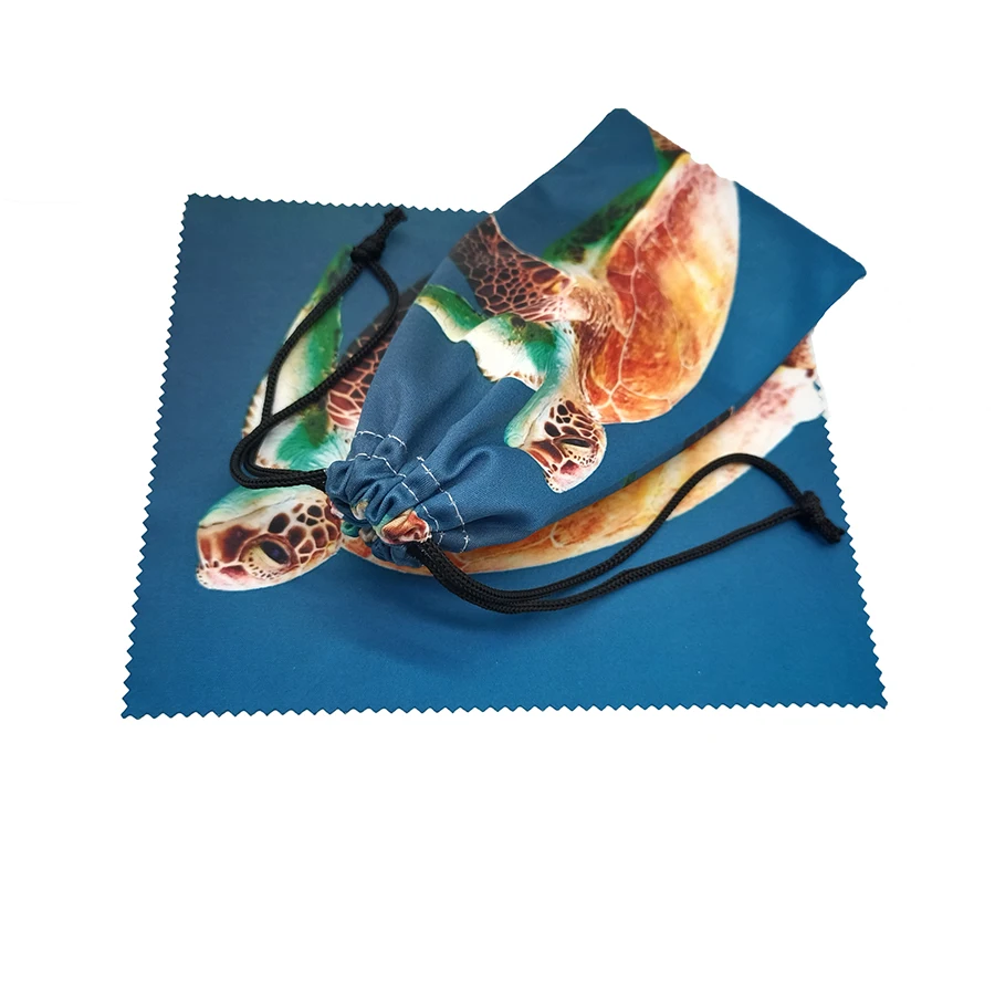 Custom High Quality Digital Printing Microfiber Eyeglasses Pouch with Eyeglass Cleaning Cloth,Custom Logo