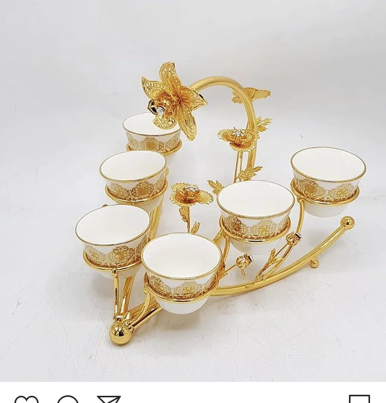Turkish Tea Cup Rack Luxury Cup Holder Gold Style Metal Gift Arabic Europe Cups Holder