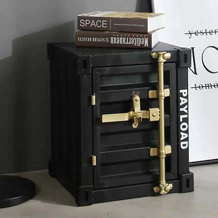 
Coffee Bar Hotel Customized Rural Square Storage Iron Industrial Retro Side End Small Container Table 