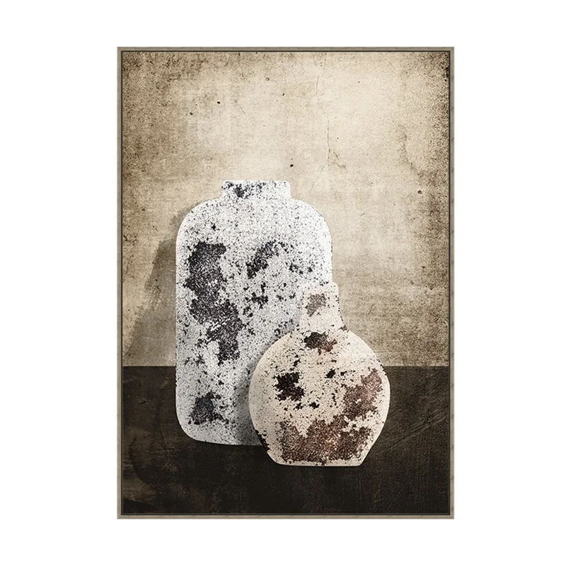 Retro Vase Wall Painting Framed Vintage Canvas Painting Still Life Oil Painting Print Wall Art Poster Hotel Living Room Decor
