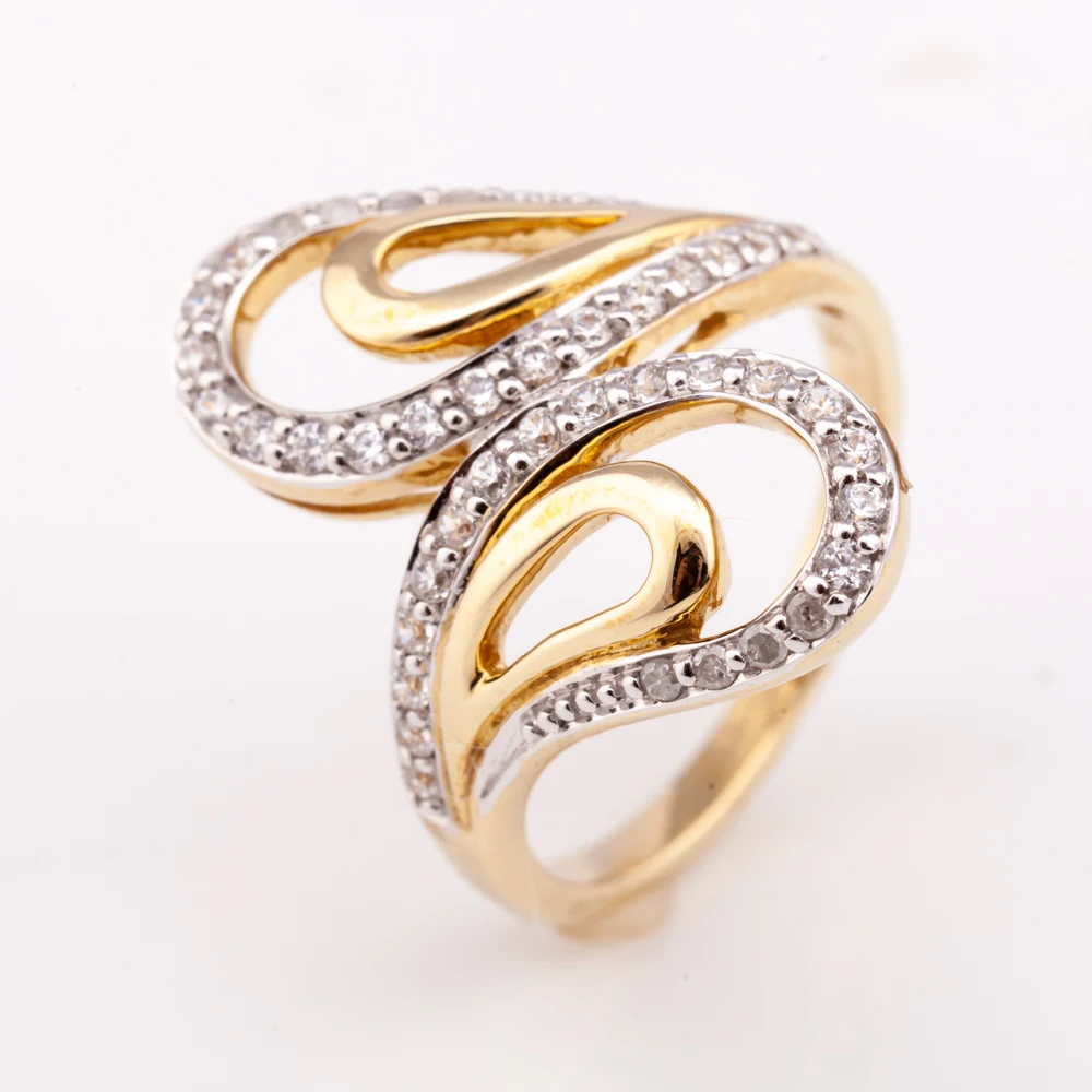 Latest Style High Quality Ring R-10500 18K Yellow Gold Real Gold Diamond Rings from Thailand Factory