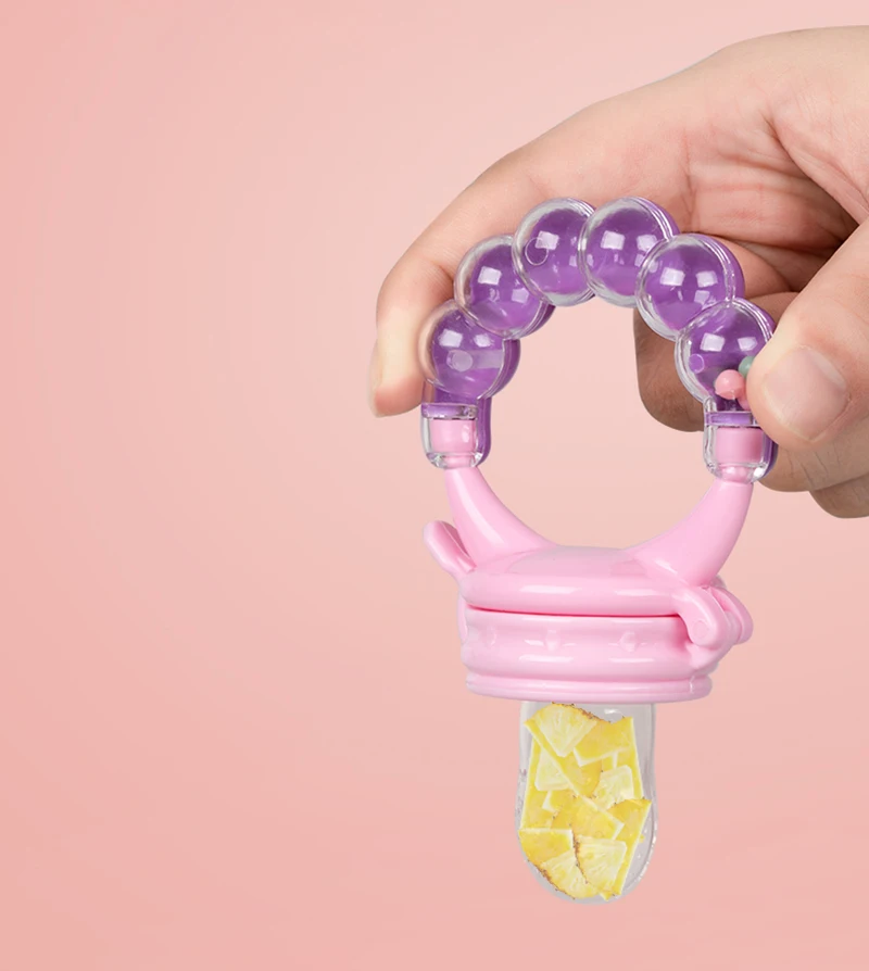 Оптовая продажа, пищевой класс, Забавная детская силиконовая соска-пустышка для фруктов и овощей с крышкой