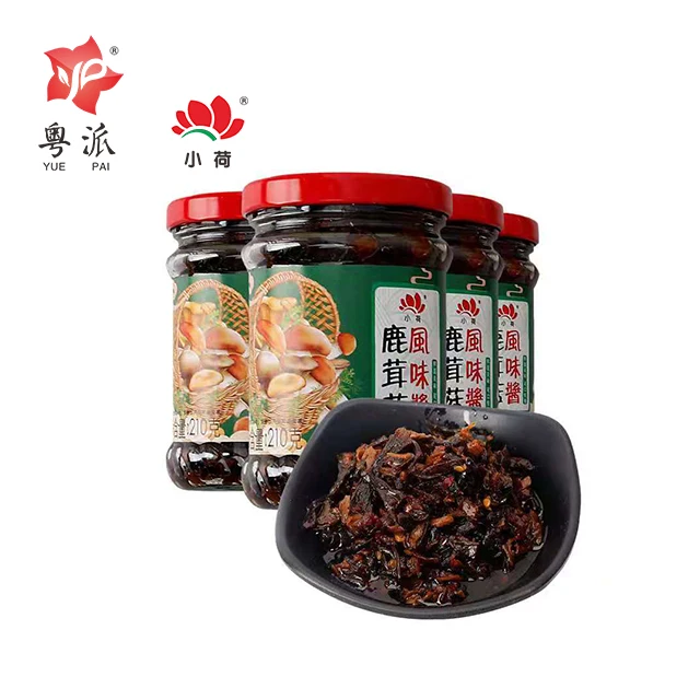 Factory price snack for meal convenient sauce delicious 210g high quality certificated HACCP ISO 22000 Antler Mushroom sauce