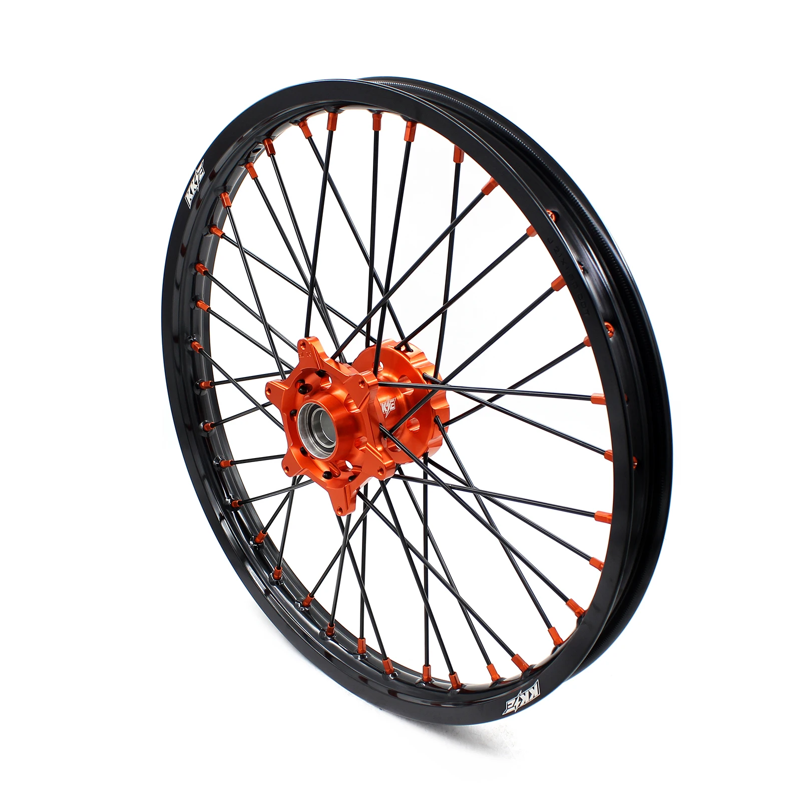 KKE Motorcycle Dirt Bike MX Enduro Wheels Fit KTM125 450 EXC SX-F Orange Hub Black Rim Orange Nipple Black Spoke