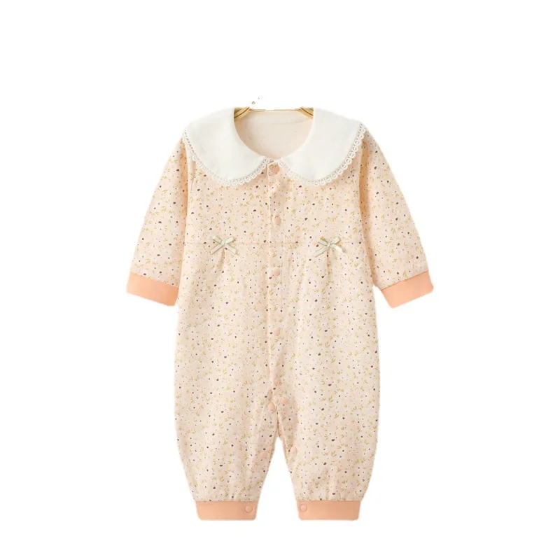 Factory direct wholesale baby pure cotton jumpsuit long sleeved baby crawling suit jumpsuit for all seasons at home