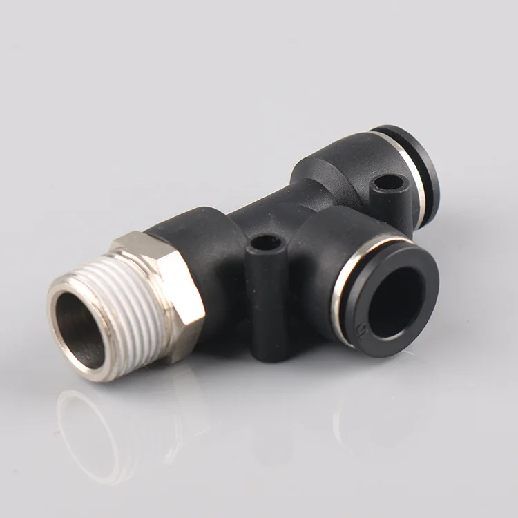 
PD T Type Side Male Threa 3 Way Air Fittings Quick Connect Air Hose Fittings One Touch Pneumatic Fittings for Air Industry 