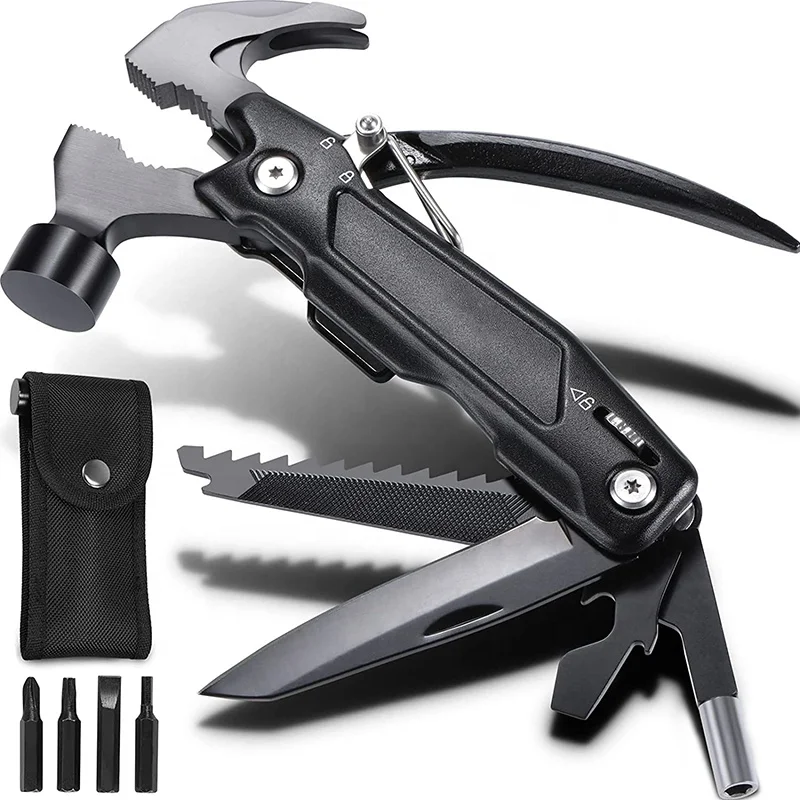 2024 New 15in1 Outdoor Multitool Hammer Axe Pliers Knife Blade Screwdriver Saw Survival Tools Hammer Multi Tool