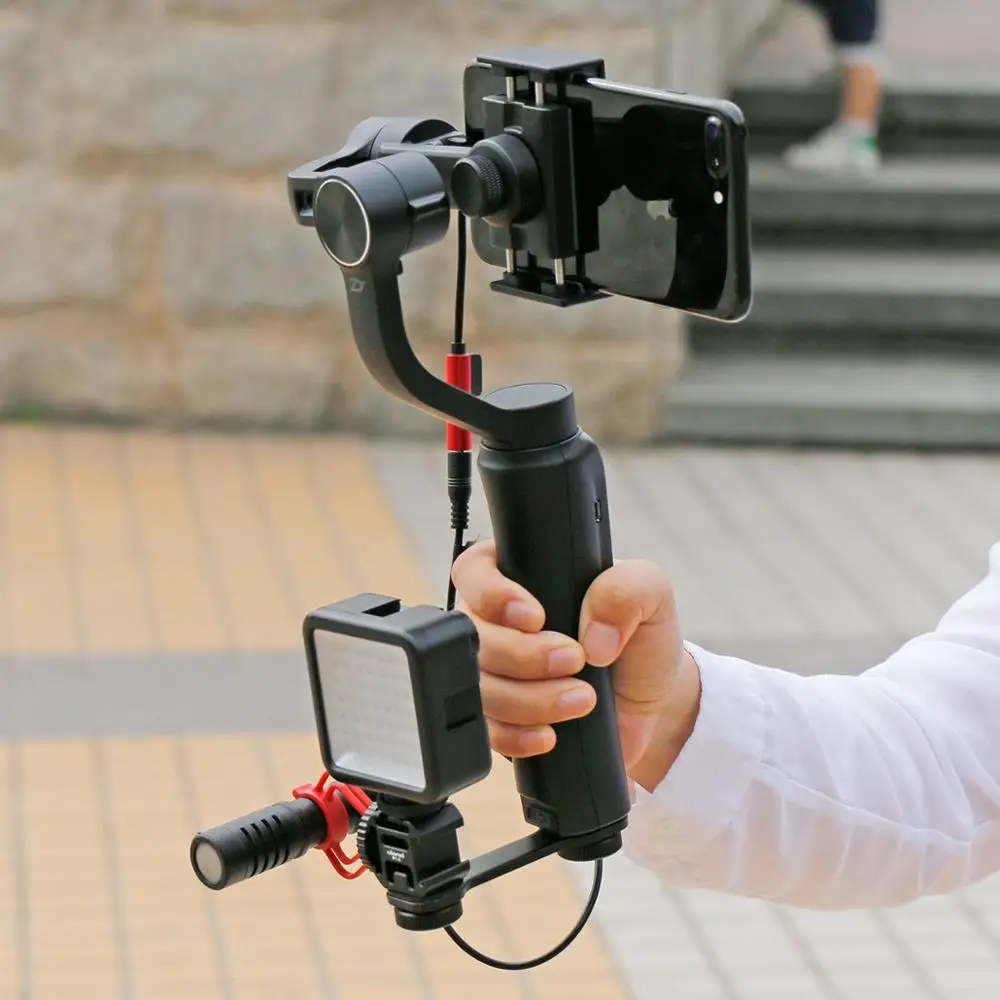 Ulanzi PT-3 Triple Hot Shoe Mounts Microphone Led Video Light Extension Bracket Stand Compatible for Phone Camera Gimbal