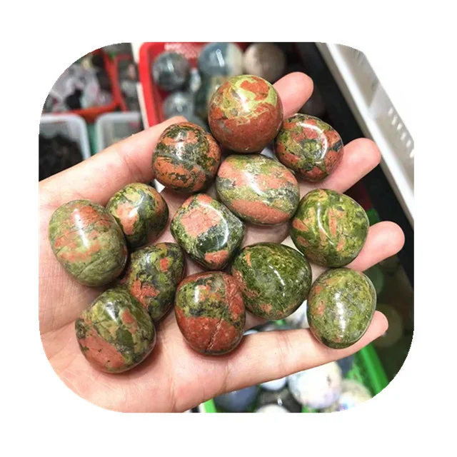 New arrivals semi-precious stone crystal gemstone 20-30mm natur unakite tumbled stones for spiritual decor