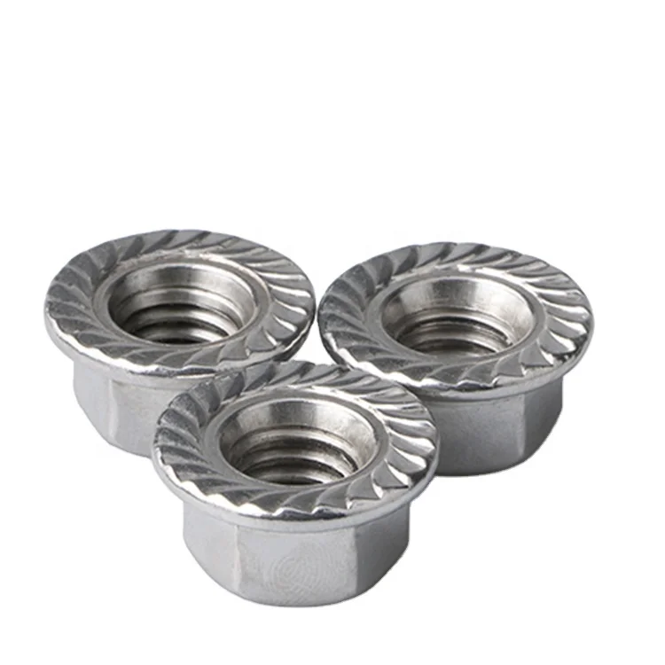 SS304 Stainless Steel Serrated Flange Nut Hexagon Hex Flange Nut self locking hex flange nut for machine industry