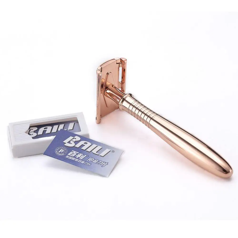 
Baili double edge safety razor metal shaver eco friendly wet shaver for women luxury gift set OEM 
