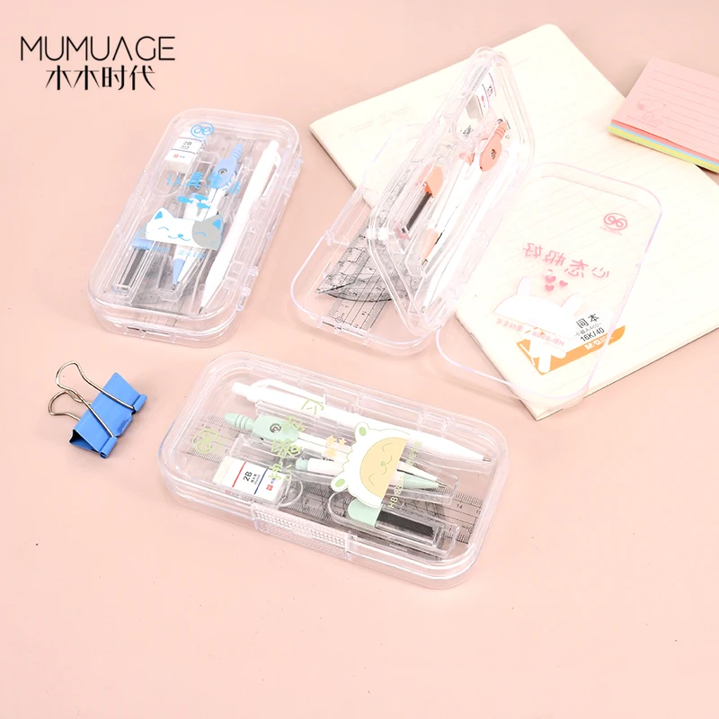 Direct Sale Math Geometry Set 8pcs with Double box Include Mechanical pencil Compass Pencil Lead Refill ruler Compass set