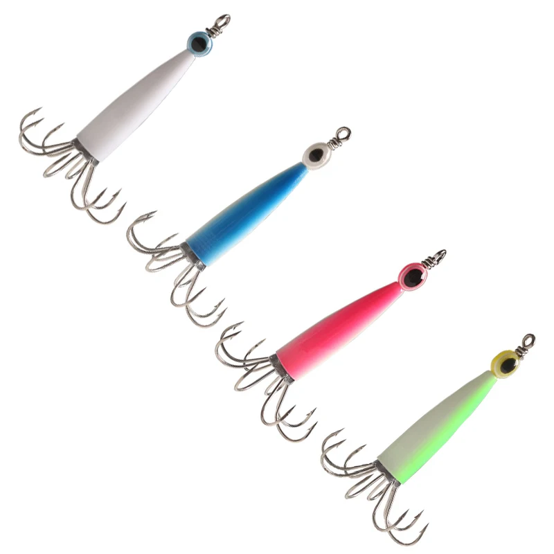 Luminous Fishing Lures Baits Squid Jig Hook With Eye