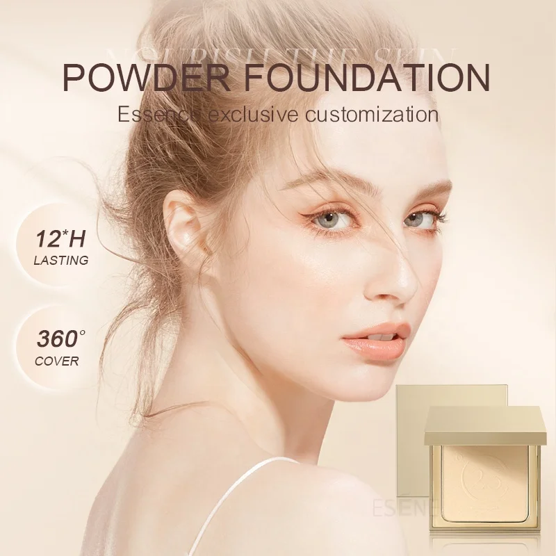 Esene  F-P12 wholesale delicate waterproof matte high pigment pressed setting powder foundation face makeup for dark skin