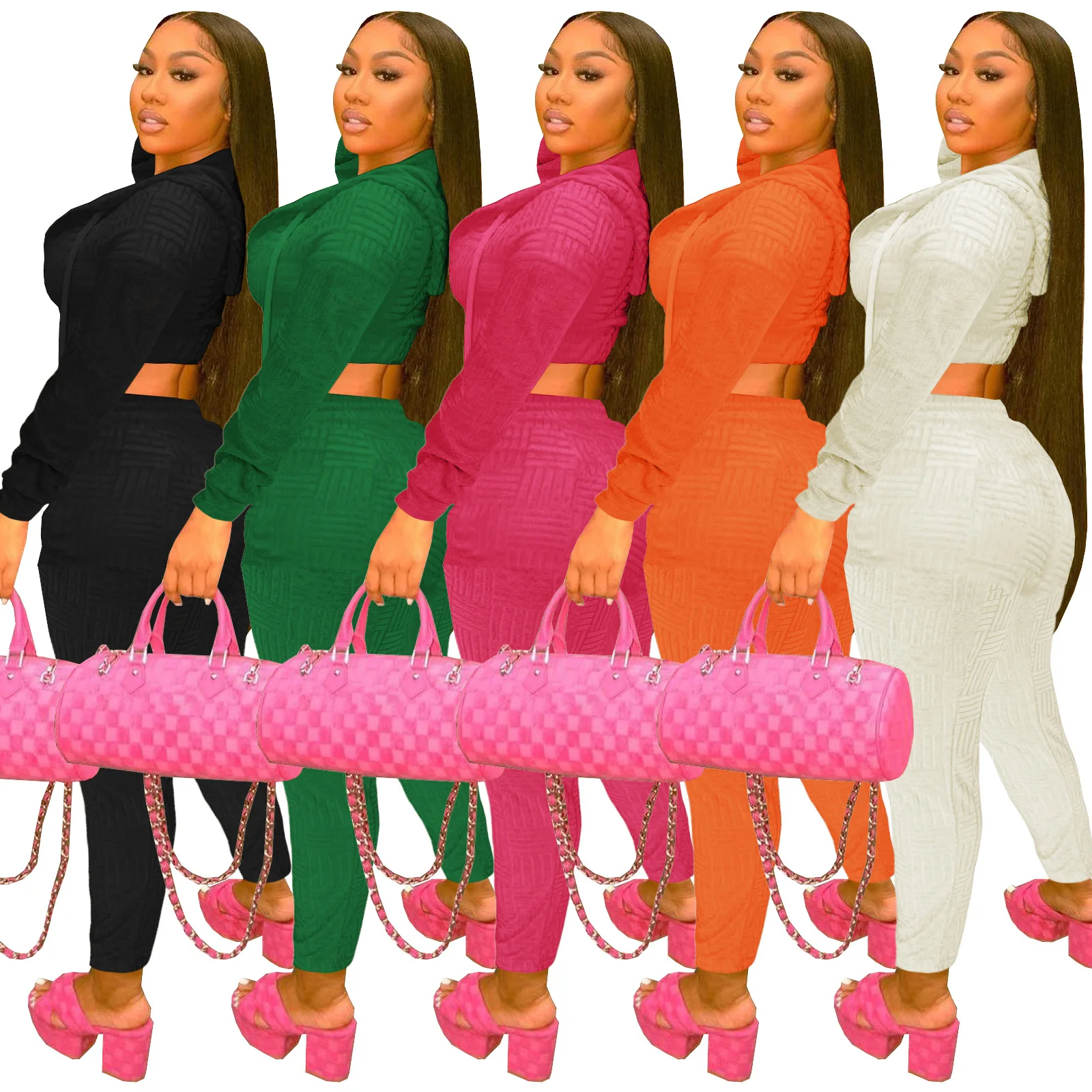 2022 Wholesale Clothes Sweatpants Two Piece Sets Fall Crop Jacket Outfits Towel Clothing 2 Piece Pants Jogger Set