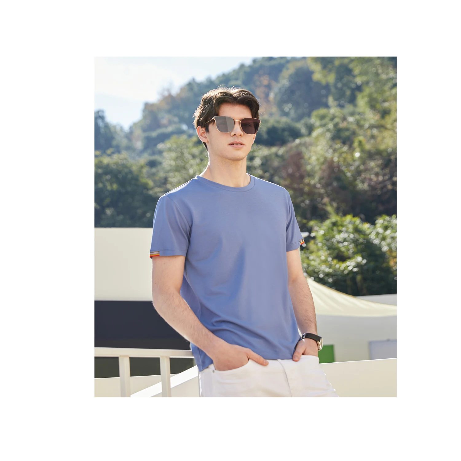 Custom logo embroidered label Apparel Man O-Neck T-Shirt Blank Organic Cotton T Shirt Mens T Shirt Wholesale Clothing Supplier