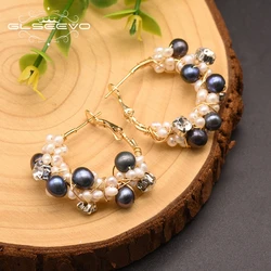 Natural Freshwater Pearl hoop Earrings gold bali earrings designs for women natural stone circle korean fashion fine jewelry