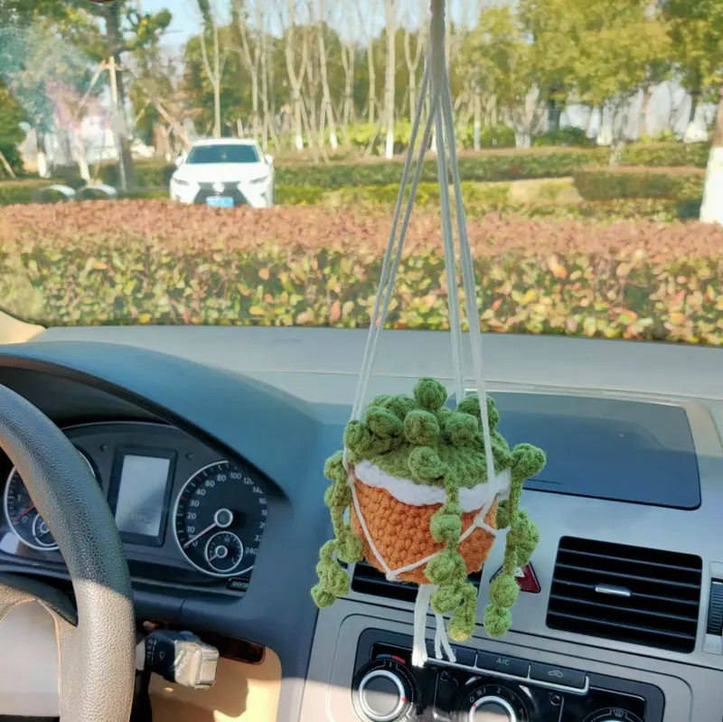 Car plant Crochet Hanging basket hanging plant for car