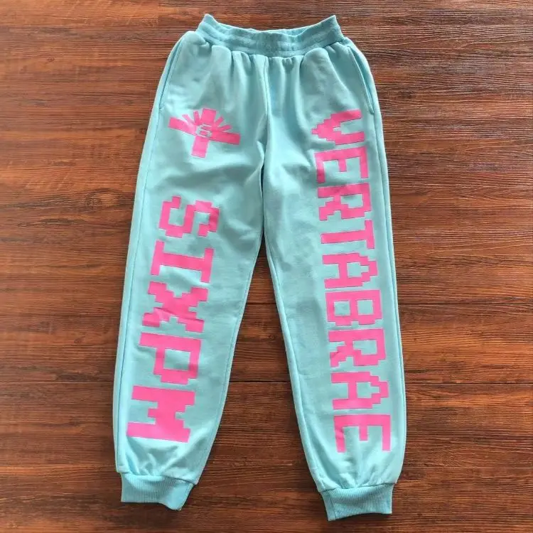 High Quality 100% Cotton French Terry Streetwear Casual Cargo Puff Print Joggers Sweatpants Custom Logo Trousers For Men