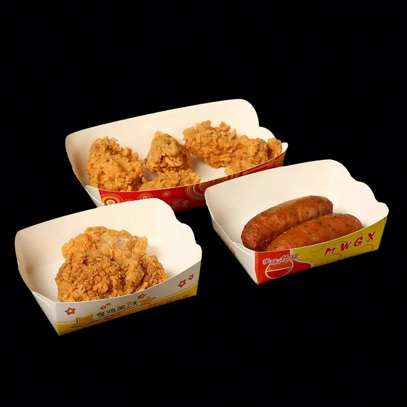 Custom logo Take Away Food Boxes French Fries Fried Chicken Box Nuggets Paper Bags Fast Food Packaging