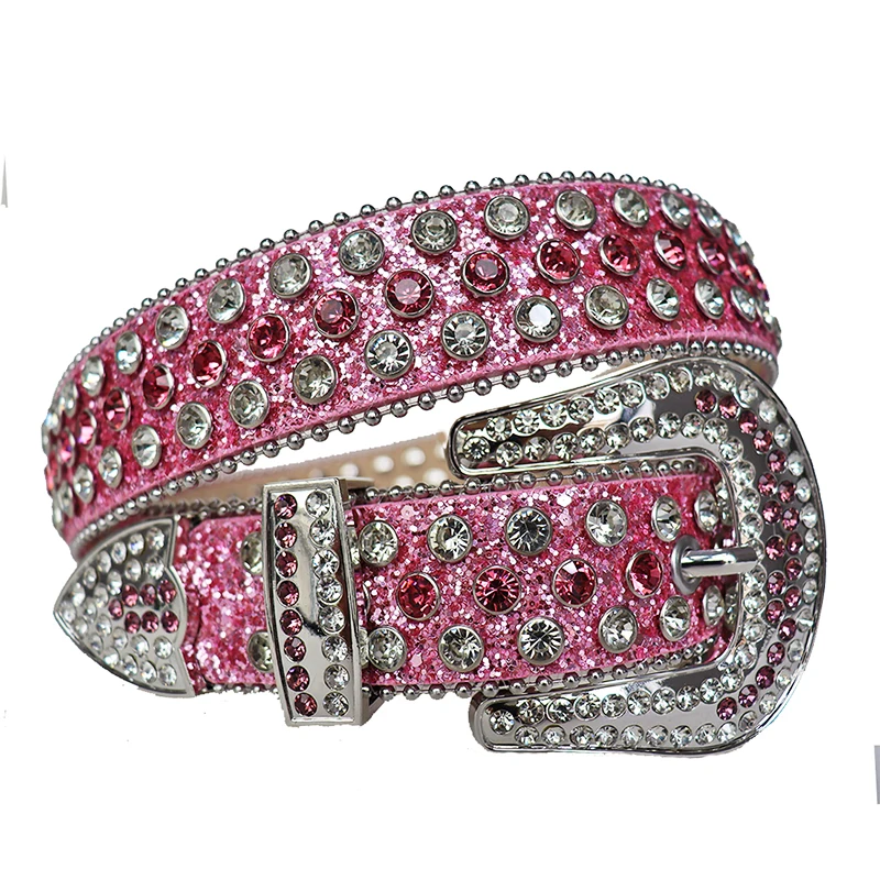 New arrival luxury western white studded rhinestone belt bb simon belts rhinestone men crystal leather belts 38mm wide