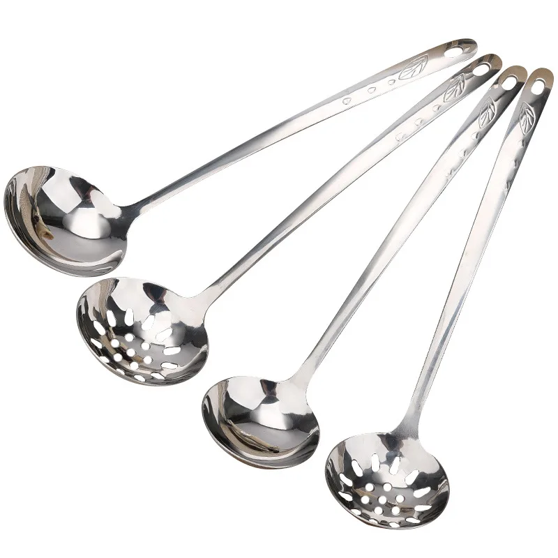 Household Kitchen Supplies Stainless Steel Soup Spoon Hot Pot Porridge Spoon Filter Slotted Ladle Soup Spoon