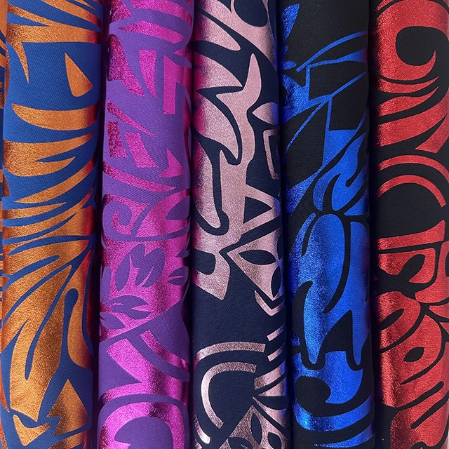 HL Hot Stamping Foil Silver Gold Bronzing Tropical Polynesian Tribal Print Samoan Fabric For Garment