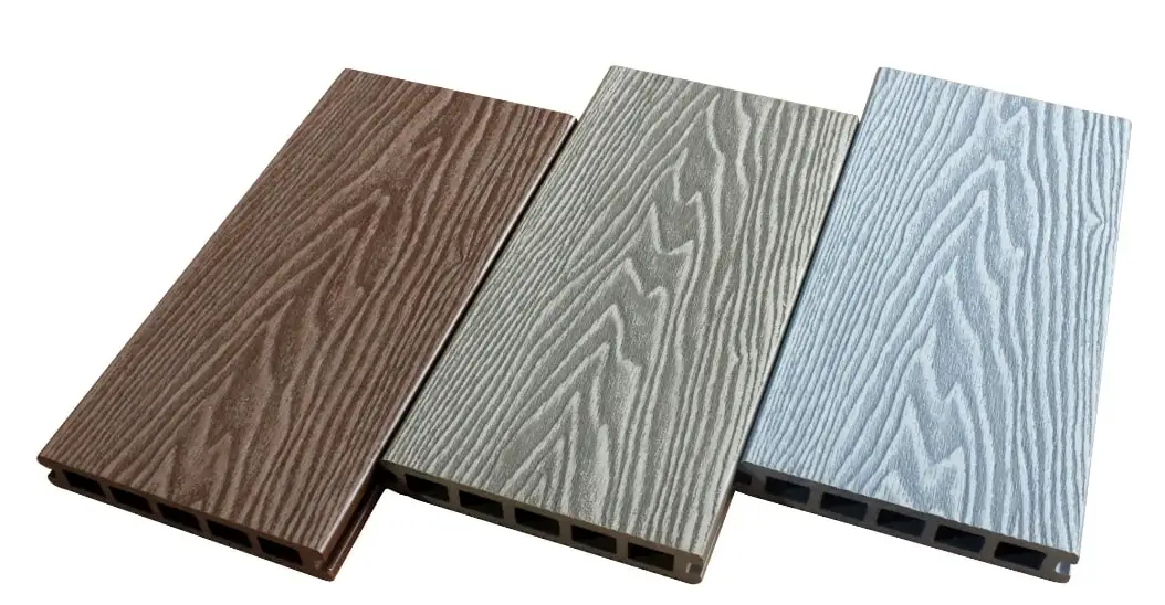 2022 Most popular  3D deep wood grain embossed hollow decking WPC in UK market
