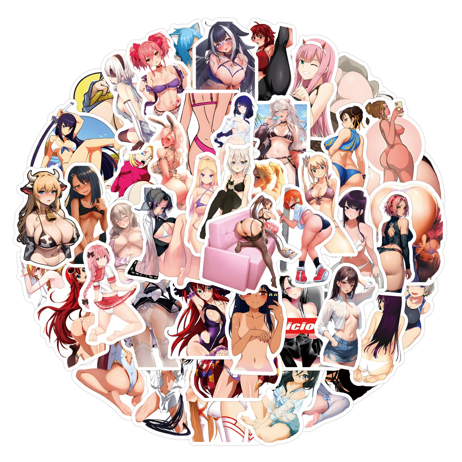 Hot Sale Kawaii Beautiful Girl Photos Holographic Sticker Cartoon Anime Sexy Girl Logo Printing Vinyl Adhesive Hologram Stickers