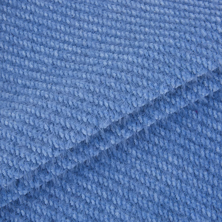 Customized colors twill fabric 74%POLY 26%NYLON 455GSM heavy weight Chenille two face knitting twill fabric for garments