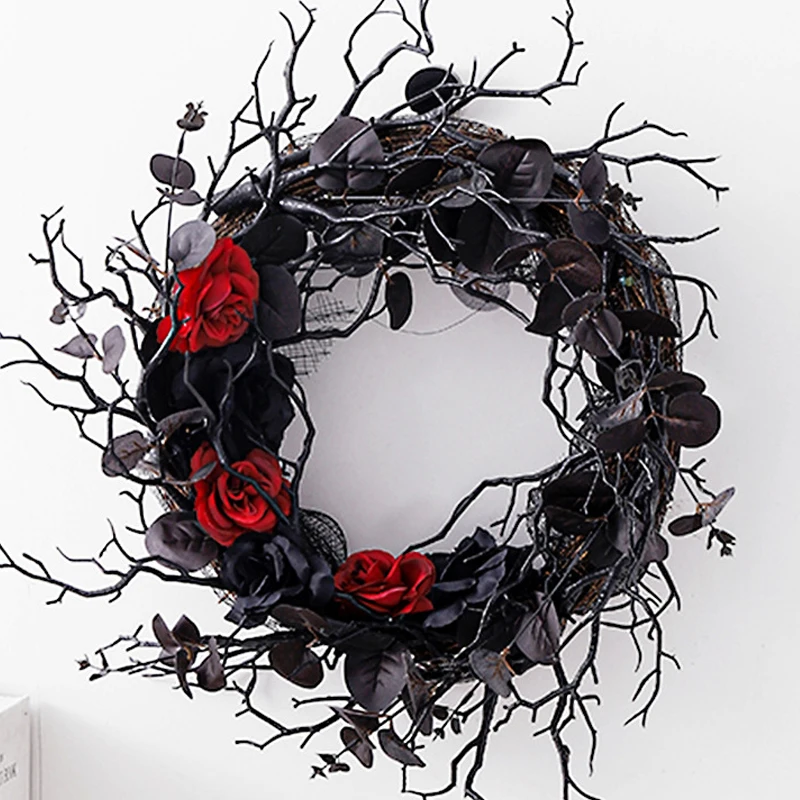 Halloween Dead Branch Garland Artificial Black Decorative Wreath Door Hanging Horror Festive Arrangement Decorative Garland