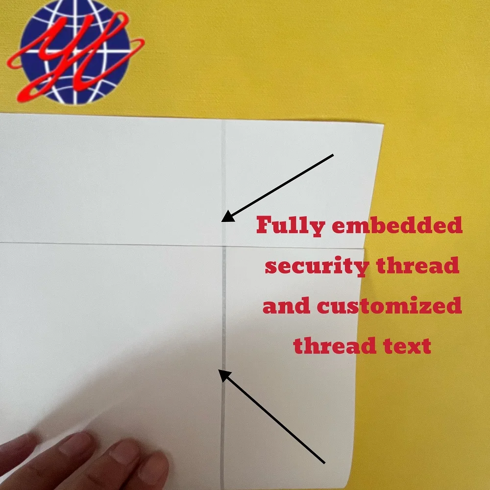 Custom Security Paper with Visible Uv Florescent Security Thread for Various Certificates Tickets Bonds Labels