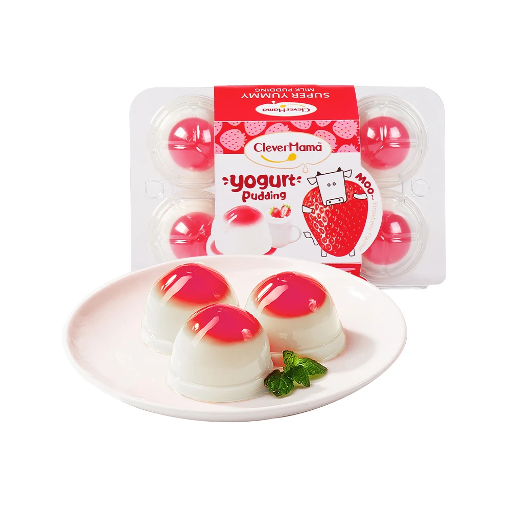 Clever Mama 230g Wholesale Boxed Low Fat Zero Gelatin Wholesale Halal Strawberry Konjac Jelly Pudding