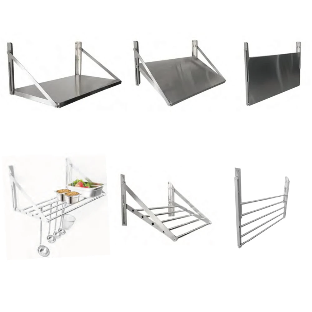 NSF Approval Stainless Steel Kitchen Shelf Wall Mounted Shelf with Backsplash