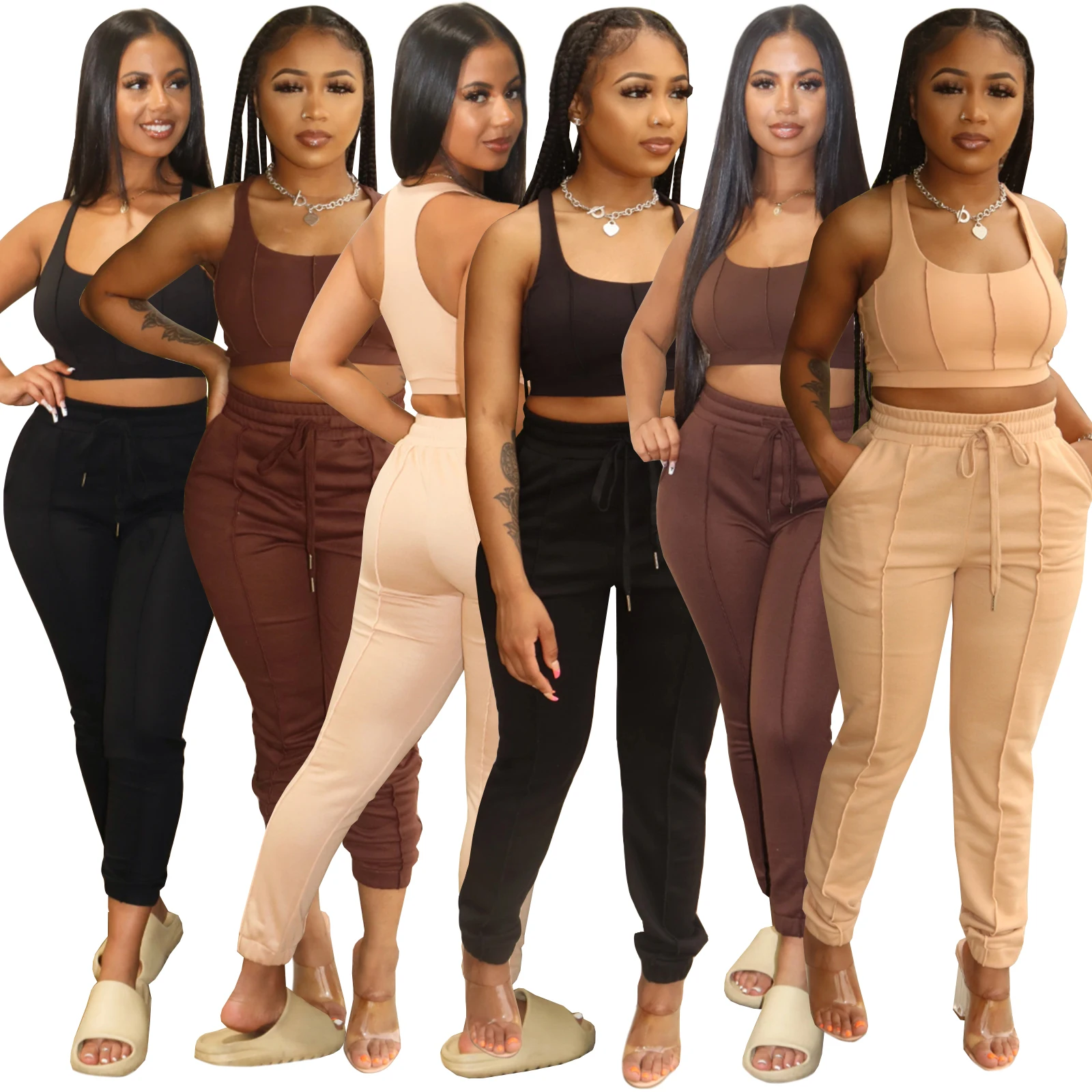 2022 Casual Knit Outfits Designer Clothes Luxury Tracksuit Clothing Lounge Wear Sweatsuit 2 Piece Pants Jogger Sets For Women