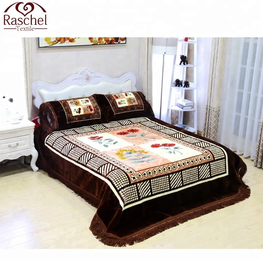 100% Poly Korean Style Double Layer queen size mink blanket