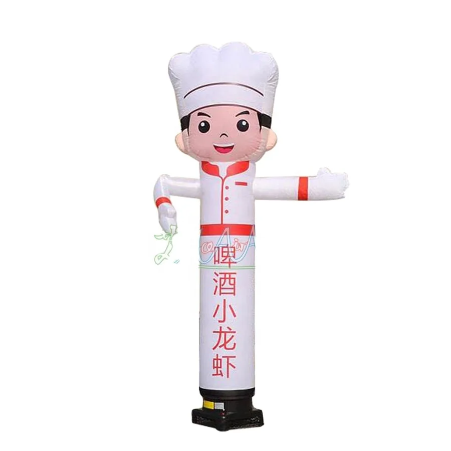 Customized 3m High White Air Dancer Oxford Inflatable Chef Figure for Catering Shop Promotion Blower Accessory Outdoor Usage