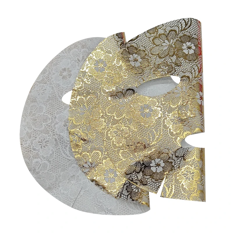 Rose laser composite dry mask tencel face mask golden foil disposable facial mask