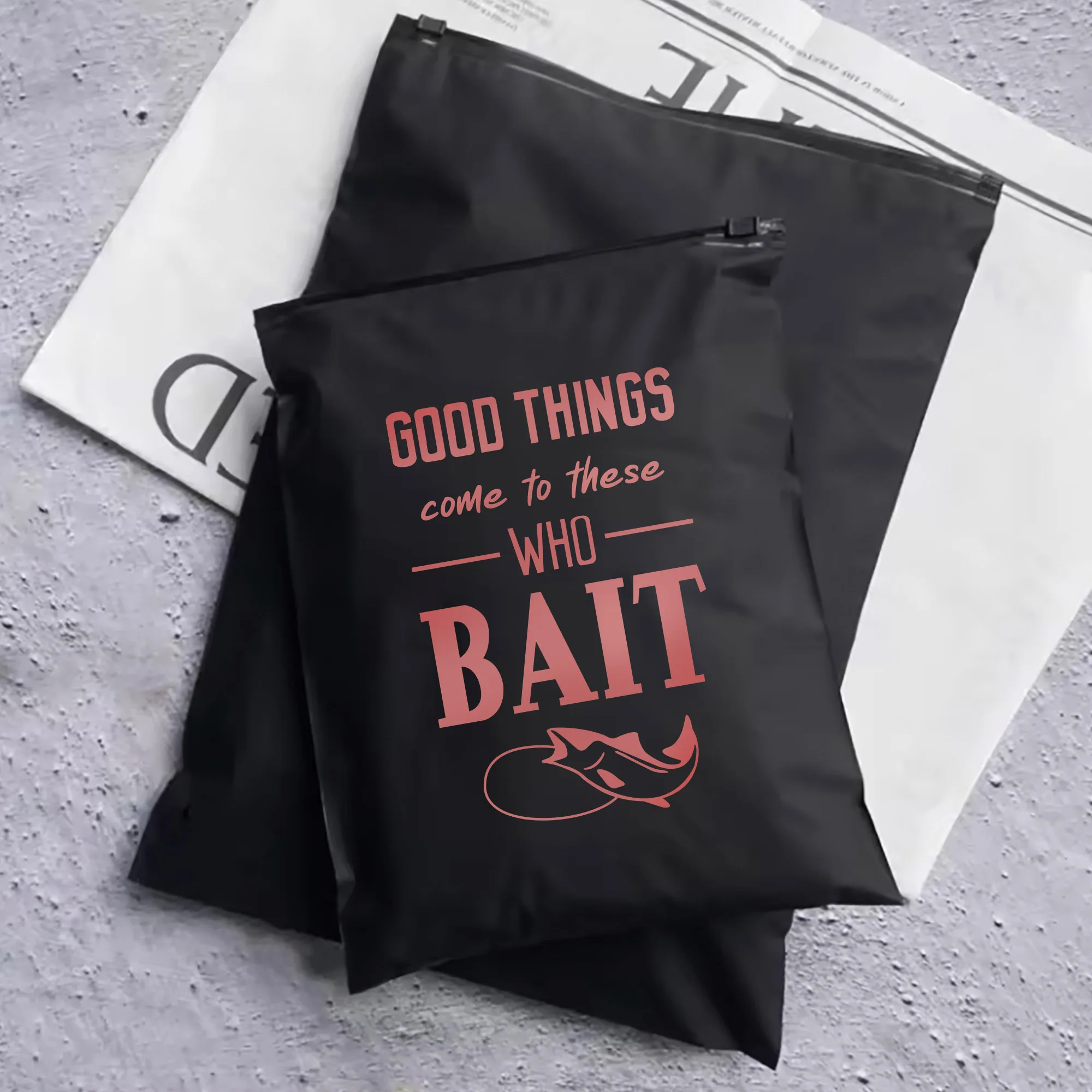Custom Logo Biodegradable Clothes Zip Bag Cpe Transparent Matte Black Frosted Zipper Bags For Clothing Packaging