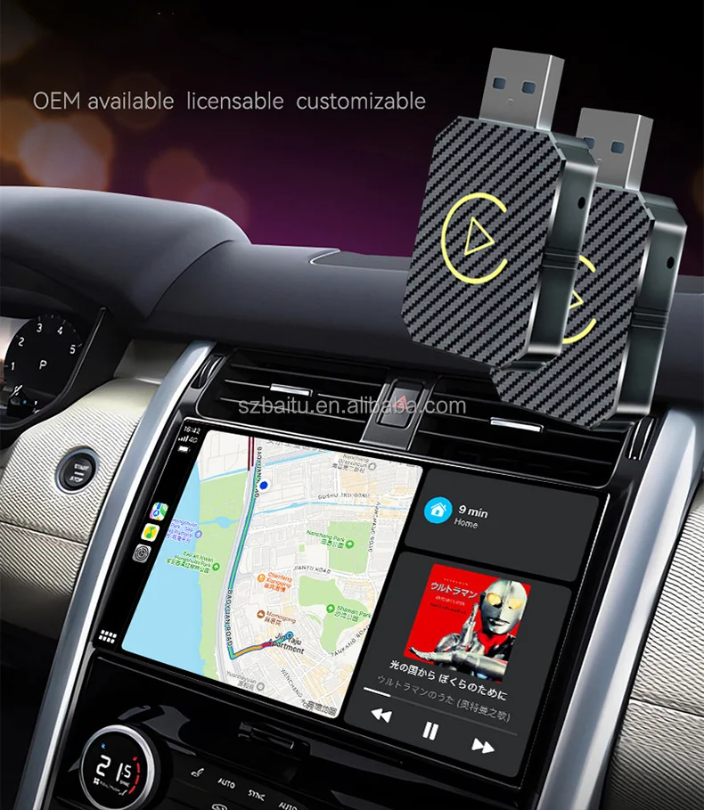 Wired upgrade Wireless Carplay And Android Auto USBcarplay dongle plug and play