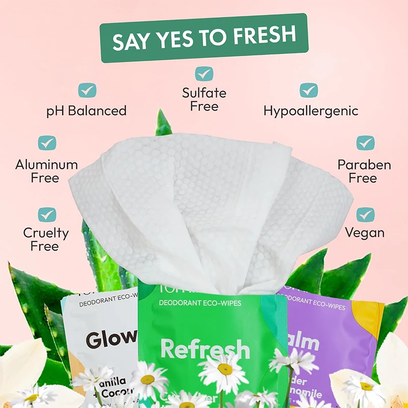 Individually Wrapped Biodegradable Sweat Block Antiperspirant Deodorant Underarm Wipes For Body