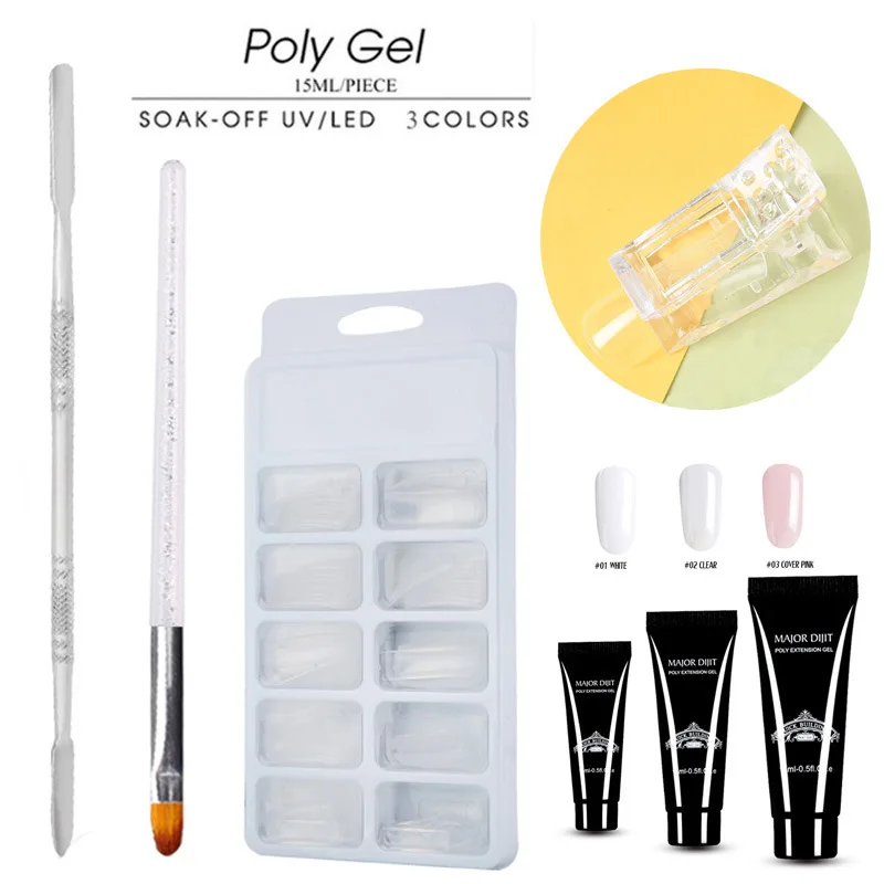 5Pcs/Set 15ml Poly Gel Uv Gel French Nails Art Manicure Tips Nail Build Extending Crystal Jelly Nail Kit
