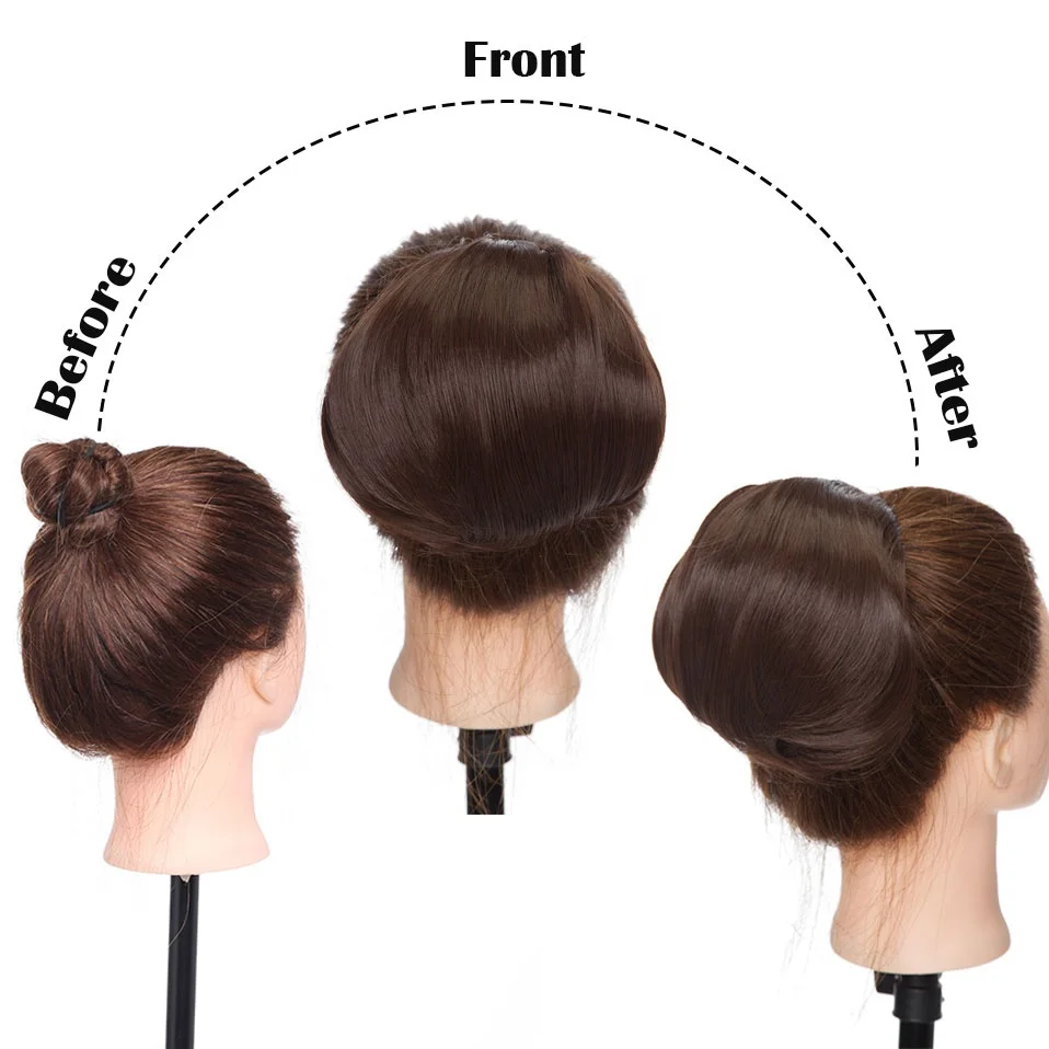 Шиньон Snoilite с зажимом для наращивания волос в стиле Хепберн, прямой шиньон с кулиской, синтетический шиньон с пончиком
