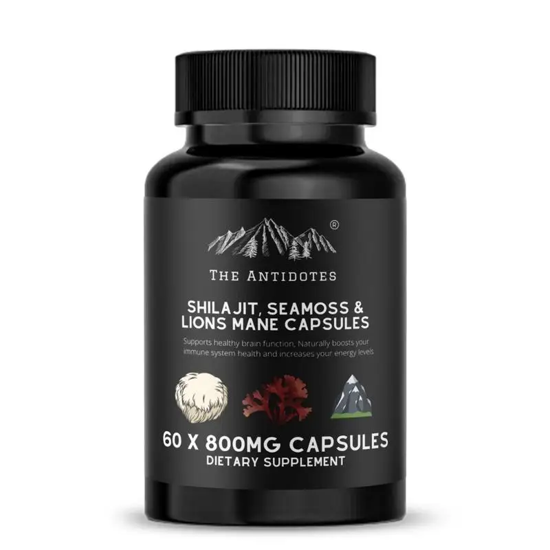 wholesale shilajit sea moss mushroom lions mane capsules 3 in 1
