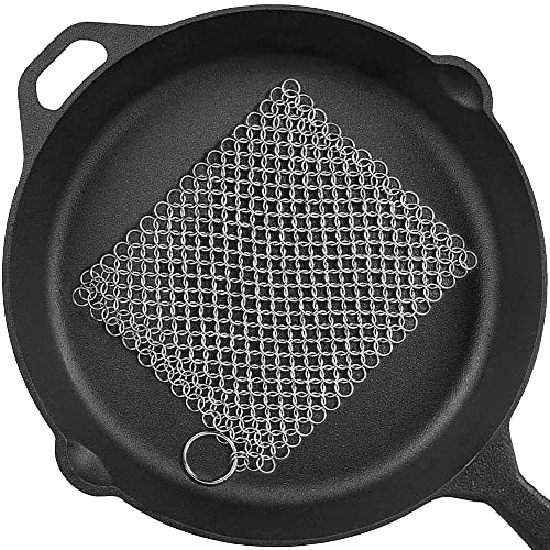 7-Inch Stainless Steel Cast Iron Scrubber Cleaner Household Chainmail Pan Skillet Wok Pot Dutch Ovens Baby-Friendly Utensil